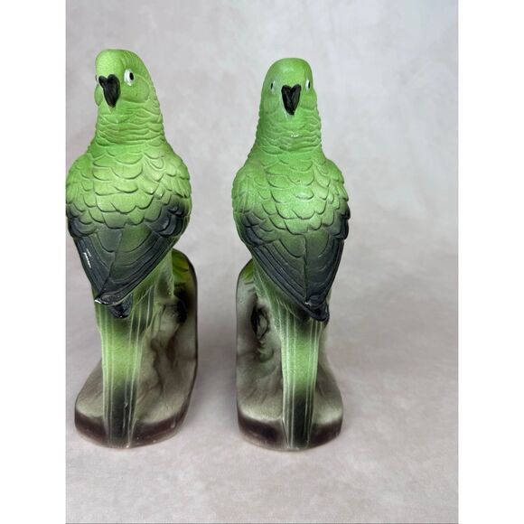 Vintage Green Ceramic Parrot Bookends Bird - Picture 6 of 12